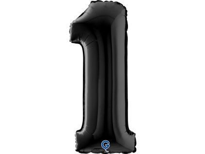 Fóliový balónek číslice 1 - černý - 102 cm
