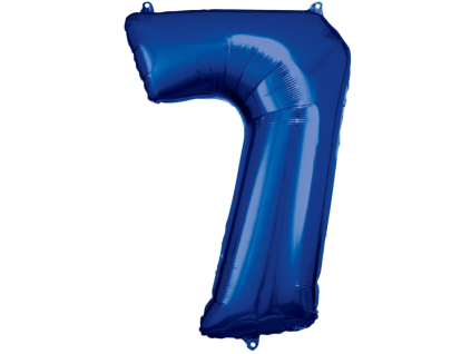 Fóliový balónek číslice 7 - modrý - 86 cm