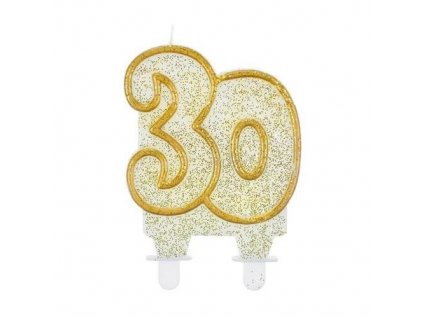 Svíčka dortová číslo 30 - zlatá
