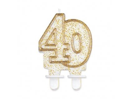 Svíčka dortová číslo 40 - zlatá