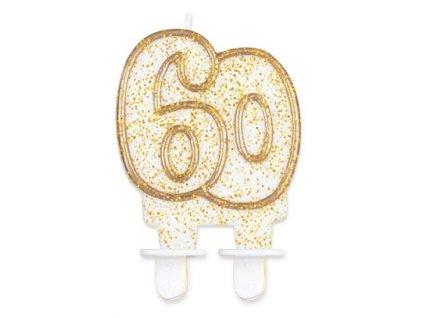 Svíčka dortová číslo 60 - zlatá