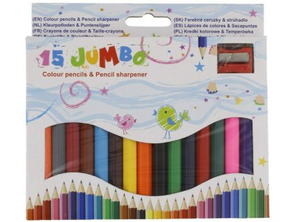 Jumbo dřevěné pastelky 15 ks + ořezávátko