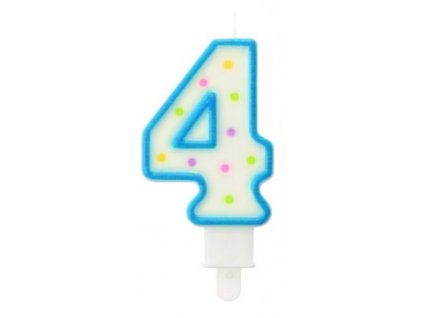 Svíčka s puntíky na dort "4"