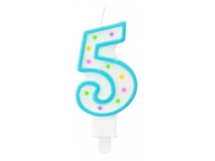 Svíčka s puntíky na dort "5"