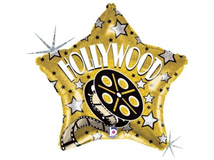 48 cm fóliový balónek - Hvězda s nápisem Hollywood