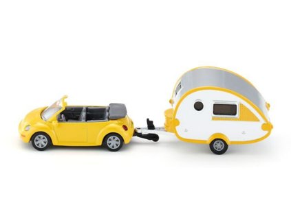 SIKU 1629 - Osobní automobil VW Brouk s obytným přívěsem