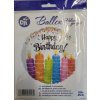 45cm balónek - Happy Birthday svíčky