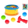 Zatloukátko/bubínek 17 cm s kladívkem a míčky 4ks 12m+