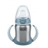 NUK lahvička naučná z nerezové oceli, 125 ml - modrá