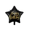 40 cm fóliový balónek - Happy Birthday - Hvězda černá