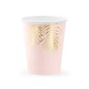Kelímky papírové - Růžová s listy 220 ml, 6ks