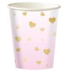 Kelímky Ombre růžový a zlatá srdíčka 8ks 250ml