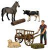 ZooLandia Farmár s vozidlom, koňom teľaťom a jahniatkom