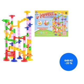 🌀 KULIČKOVÁ DRÁHA – KREATIVNÍ STAVEBNICE (105 KS) ✨⚪ „S GRAVITACÍ JE TO ZÁBAVA! POSTAVTE SI VLASTNÍ LABYRINT PLNÝ ZATÁČEK,...