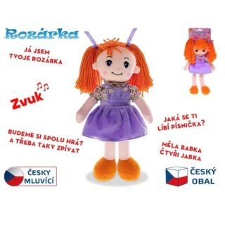 👩‍🦰 PANENKA ROZÁRKA (35 CM) – ZPÍVAJÍCÍ SE ZRZAVÝMI VLASY ✨🎶 „VESELÁ KAMARÁDKA S PÍSNIČKOU NA RTECH! ROZÁRKA SE SVÝMI...