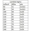 Lambda legíny veľkostná tabulka