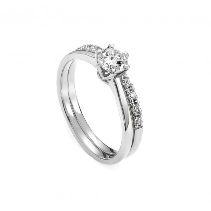 Zásnubný prsteň s bielymi zafírmi 0,75 ct