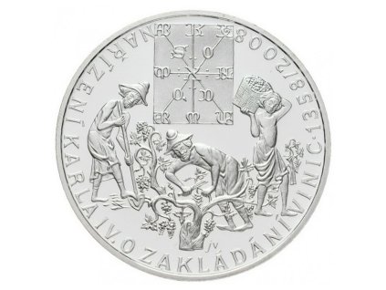 Stříbrná mince 200 Kč Vydání nařízení Karla IV. o zakládání vinic 2008 standard
