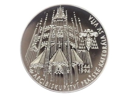 1734 stribrna mince 200 kc zalozeni praz arcibiskupstvi a polozeni zakl kamene ke katedrale sv vita 1994 proof