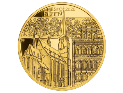 Zlatá mince 5000 Kč Plzeň 2026 proof A