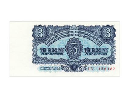 Bankovka 3 Kčs 1961 UNC