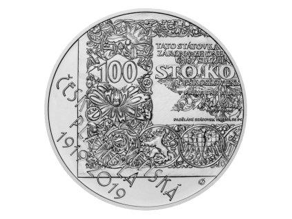 Stříbrná mince 500 Kč Zahájení vydávání československých platidel 2019 standard