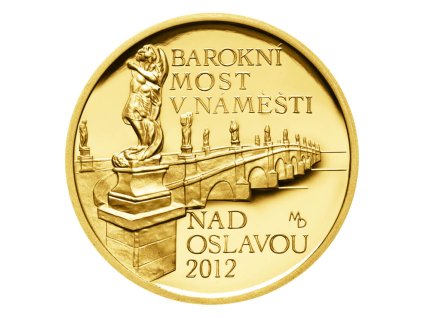 Zlatá mince 5000 Kč Barokní most v Náměšti nad Oslavou 2012 proof