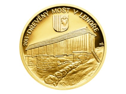 Zlatá mince 5000 Kč Dřevěný most v Lenoře 2013 proof