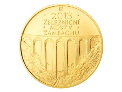 Zlatá mince 5000 Kč Železniční most v Žampachu 2013 standard