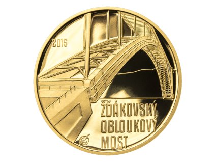 Zlatá mince 5000 Kč Žďákovský obloukový most 2015 proof