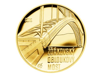 Zlatá mince 5000 Kč Žďákovský obloukový most 2015 standard