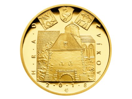 Zlatá mince 5000 Kč Zvíkov 2018 proof