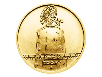 Zlatá mince 2500 Kč Větrný mlýn v Ruprechtově 2009 proof
