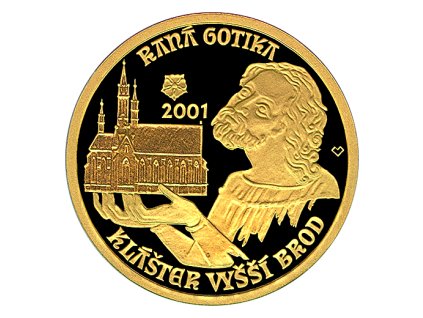 Zlatá mince 2000 Kč Raná gotika - klášter ve Vyšším Brodě 2001 proof