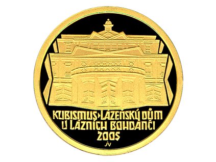 Zlatá mince 2000 Kč Kubismus - lázeňský dům v Lázních Bohdanči 2005 proof