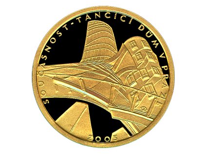 Zlatá mince 2000 Kč Současnost - Tančící dům v Praze 2005 proof