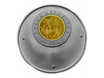 bimetalova mince 2000 kc mince se zlatou inleji a hologramem k roku 1999 proof