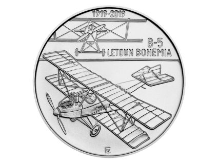 Stříbrná mince 200 Kč Sestrojení prvního letadla české výroby Bohemia B-5 2019 standard