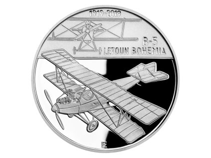 Stříbrná mince 200 Kč Sestrojení prvního letadla české výroby Bohemia B-5 2019 proof