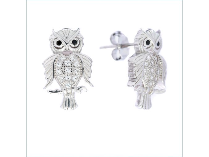 strieborne nausnice sovy cierne biele zirkony.jpg