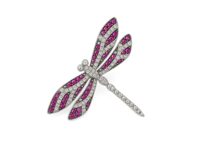 Elegantná brošňa na kabát alebo šatku s prírodným motívom vážky zo striebra 925