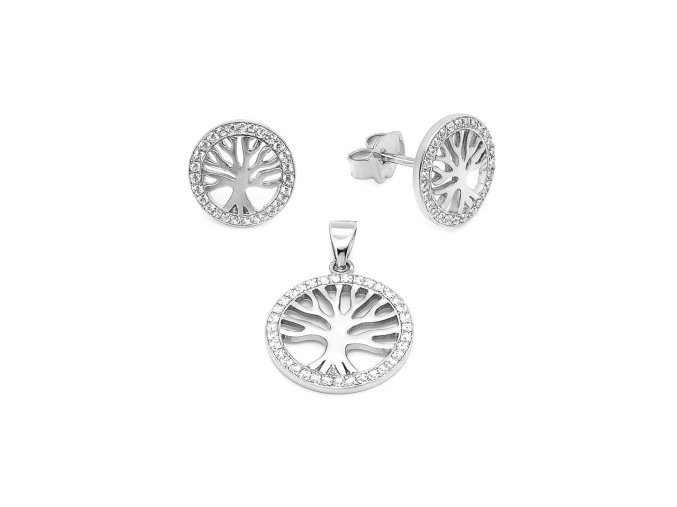 damsky strieborny set strom zivota so zirkonmi