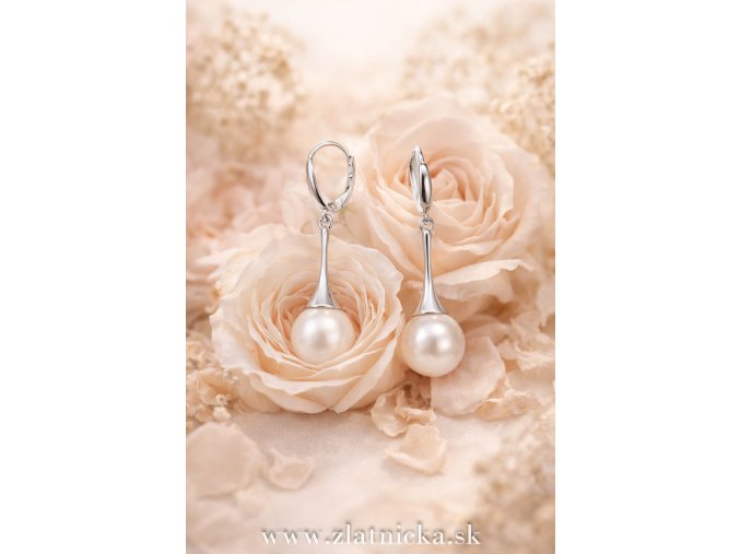 Perlové náušnice zo striebra 925 s bielou perlou
