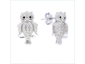strieborne nausnice sovy cierne biele zirkony.jpg
