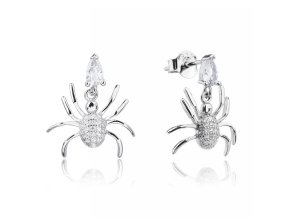 Strieborné visiace náušnice v tvare pavúka s čírymi zirkónmi