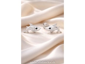 Strieborné náušnice žralok so zirkónmi