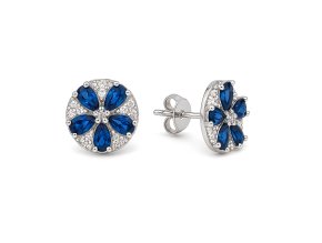 strieborne nausnice modry zirkon kvet dizajn.jpg