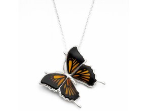 strieborny privesok motyl s jantarom damsky sperk