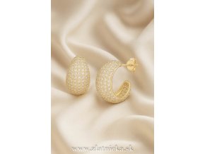 Dámske pozlátené náušnice zo striebra so žiarivými bielymi zirkónmi