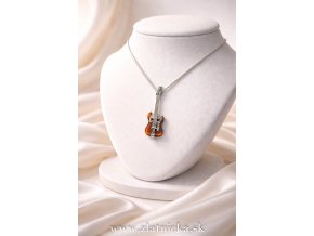 prívesok gitara jantár strieborný šperk